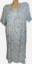 Dames nachthemd korte mouwen 6535 bloemenprint M grijs/blauw