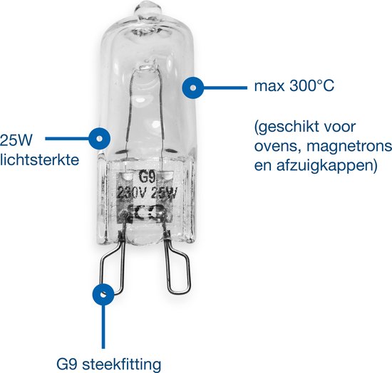 Lot De 2 Ampoules Halogènes G9 25W - 300°C - Dimmable - Pour Four, Micro-Ondes, Plafonnier