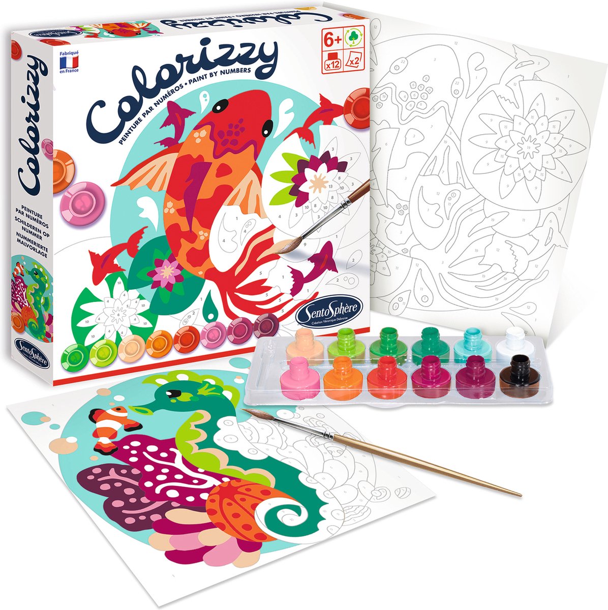 Sentosphère schilderen op nummer set Koikarper acrylverf kinderen.