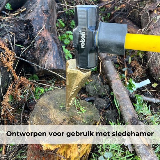Houtklover Metaal - Houtsplijter - Splijtwig - Houtsplitter Kloofwig - Goud van Relaxdays — afbeelding 3