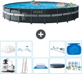 Intex Rond Ultra XTR Frame Zwembad - 732 x 132 cm - Inclusief Pomp - Ladder - Grondzeil - Afdekzeil Onderhoudspakket - Filterbollen - Schoonmaakset - Stofzuiger - Voetenbad