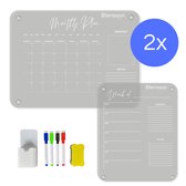 Blensson - Maandplanner + Weekplanner magnetisch - planbord - familieplanner - planbord kinderen - whiteboard - to do planner - incl. weekplanner - incl. stiften - transparant - 30x40 cm