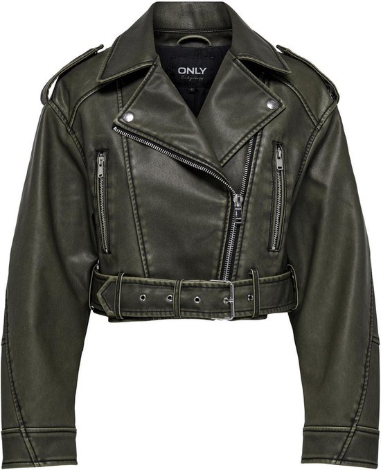 Only Jas Onlella Faux Leather Washed Biker O 15306980 Black Washed Dames Maat - L