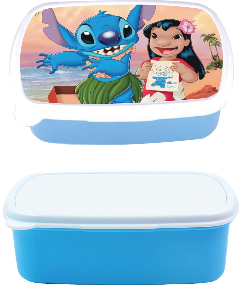 lilo en stitch broodtrommel - lunchbox - lilo en stitch - blauw - schoolspullen