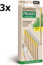 3x Piksters Bamboe Ragers Hoek - Maat 3 - Geel - 24 stuks