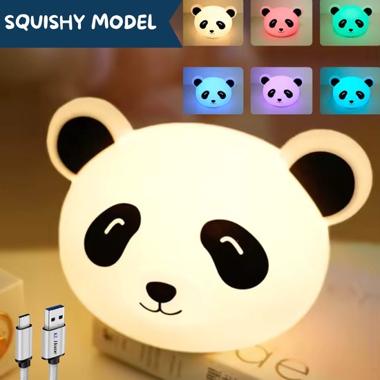 KL Home® - Panda nachtlampje kinderen - RGB kleuren - Usb oplaadbaar