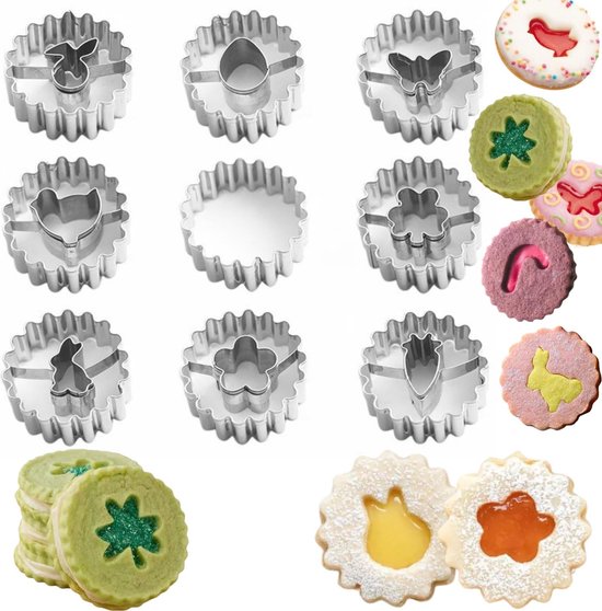 RosyFate Uitsteekvormen voor Kerstmis, 8 stuks, koekjessnijders, kerstkoekjesvormen, kerstboom, sneeuwpop, kerstman, voor het decoreren van koekjes, cake, gebak