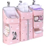 Luier-organizer, hangend voor kinderkamer, babybed, opslag, luiertafel, hangtas, ruimtebesparend, babyluier caddy met 3 vakken en 7 vakken voor luiers, kleding, speelgoed, roze