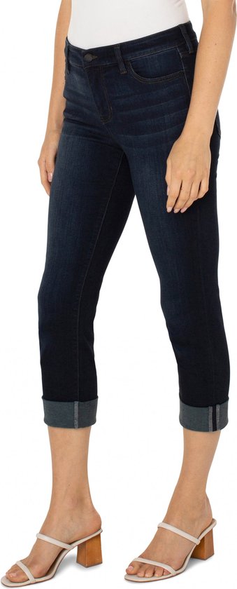 89 LIVERPOOL JEANS Stretch Denim Charlie Crop Wide Rolled Cuff US 6 28 Petite