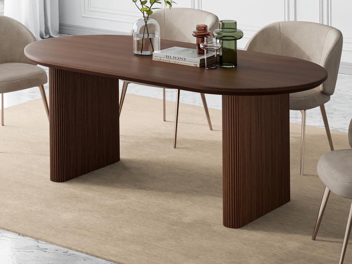 Vente-unique Eettafel 8 personen van mangohout - Naturel - NEVILI