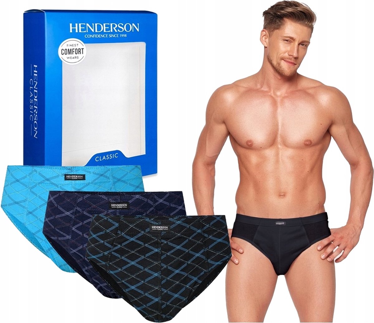 HENDERSON - Boxershort - Maat L - Slipje voor Heren - Short - Ondergoed - Mannen - sport - 3-pak ( drie verschillende kleuren )
