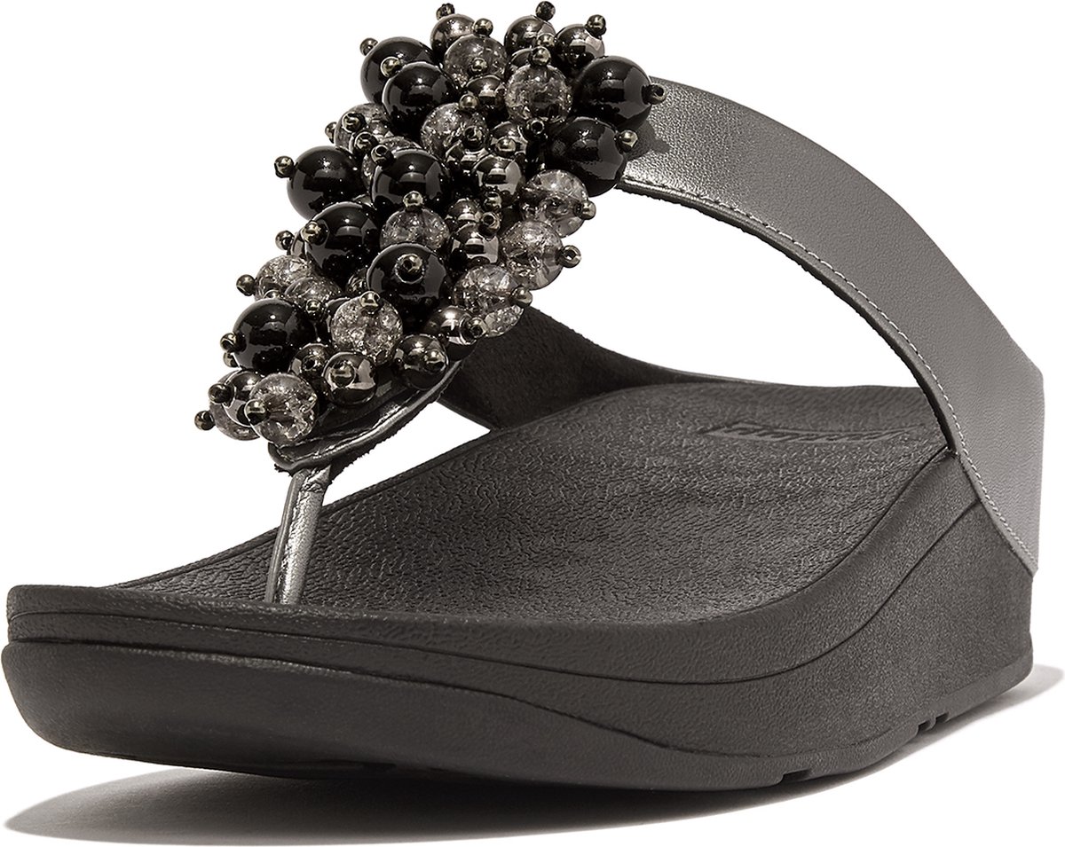 FitFlop Fino Bauble-Bead Toe-Post Sandals ZWART - Maat 41