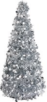 Clayre & Eef Kerstdecoratie Kerstboom Ø 21x50 cm Zilverkleurig Kunststof
