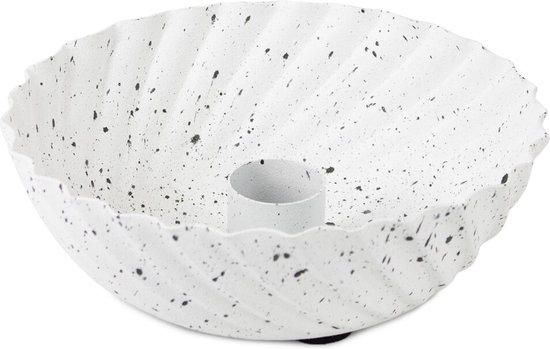 Metalen kaarsenstandaard bowl white dots