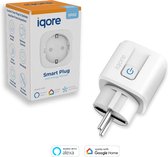 Iqore® Smart Plug - Smart Plug - Avec minuterie et compteur d'énergie - 16A - Compatible Google, Amazon et Samsung - Application Smartlife gratuite