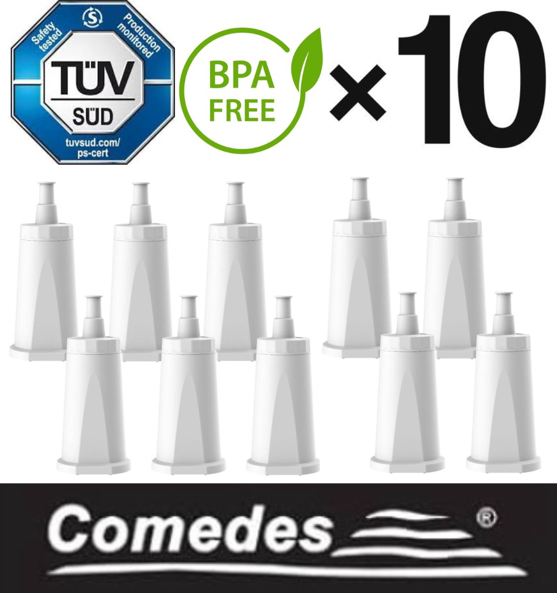 10x COMEDES waterfilter voor SAGE koffiemachines Barista Express (SES875), Barista Pro(SES878), Barista Touch (SES880), Dual Boiler (SES920), Oracle (SES980), Oracle Touch(SES990), passend voor Bambino Plus(SES500), Duo-Temp Pro(SES810) 10 stuks