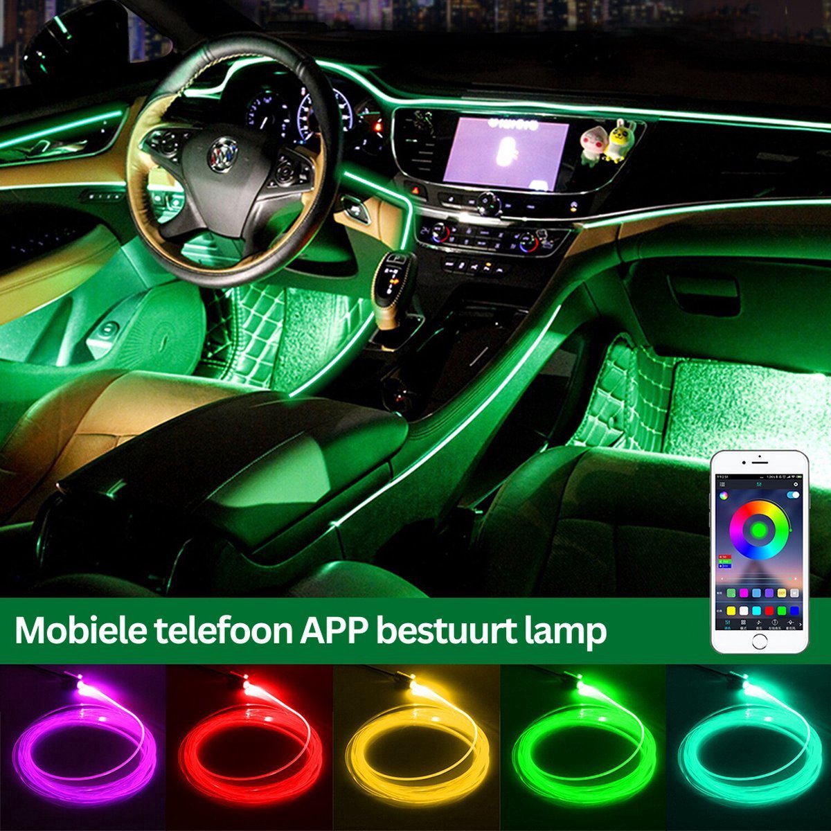 RGB Rhythm Ambient Lamp - Muziek Led Ritme Licht, Kleurveranderende App Control | Rond Geluid Dynamisch Ritme Licht, Auto Interieur Verlichting met Geurtabletten, Muziek Led Ritme Licht voor Vrouwen