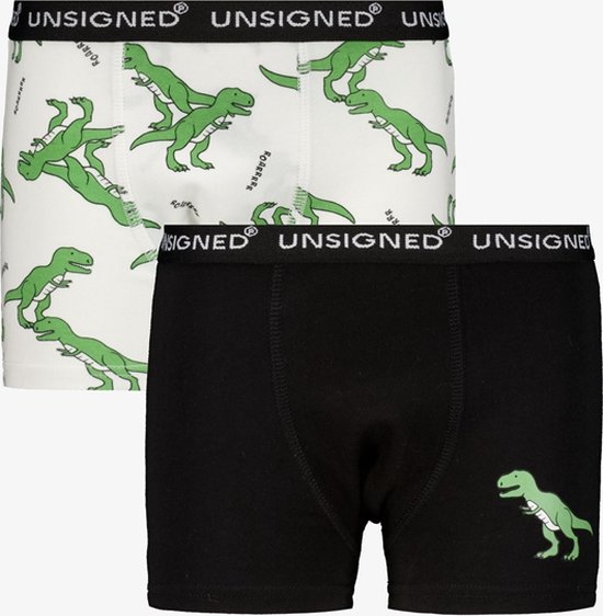 Unsigned 2-pack jongens boxershorts T-rex - Groen - Maat 122/128