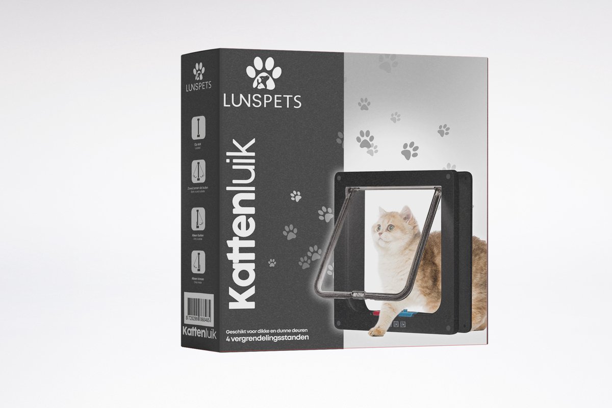 Lunspets – Kattenluik met Tunnel en Magnetische Sluiting – 19x20x5.5 cm - Waterdicht - Zwart thumbnail 6