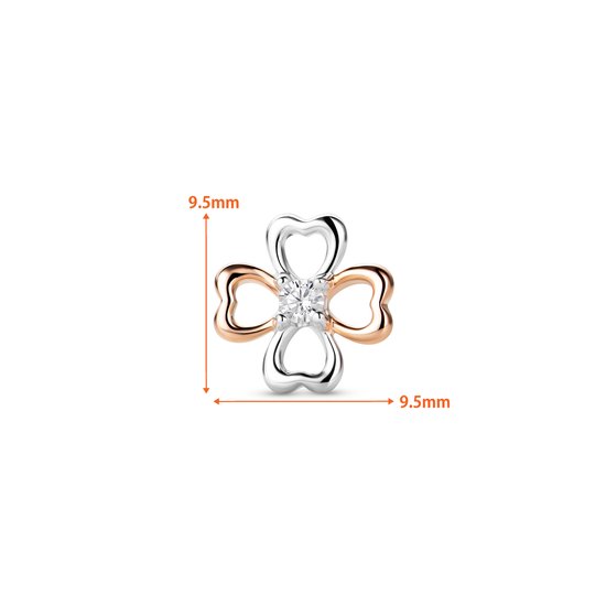 Miore® - Boucles Boucles d'oreilles Trèfle en Or Rose et Argent Ornées de Zircons - Femme - Plaqué Or 18 Goud - Rose - Argent Sterling 925 - Dual - Trèfle - Zircone Cubique - Sans Allergène - Puces - Bijoux Main de Haute Qualité