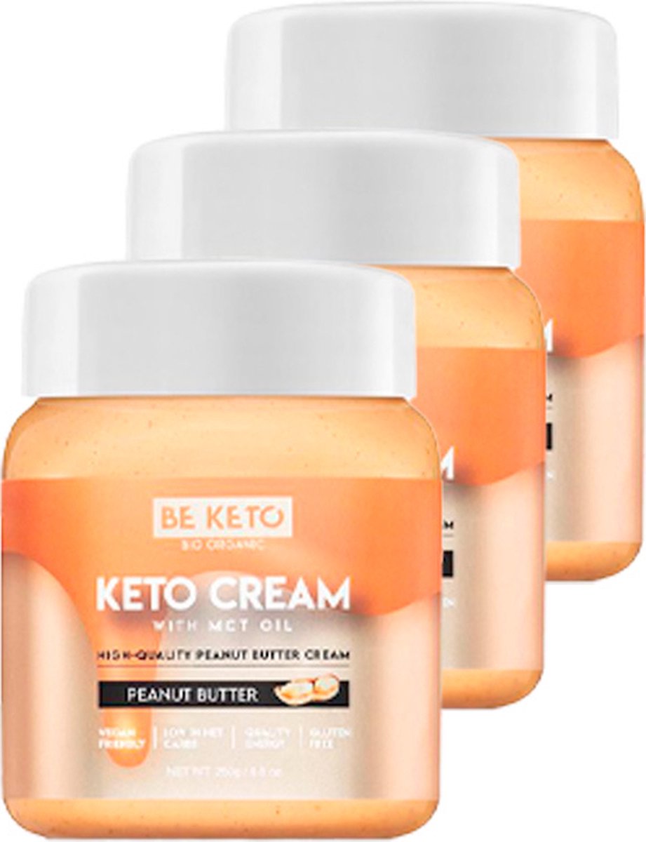 Goedkoopste Be Keto | Keto Cream | Peanut Butter MCT | 3 stuks | 3 x 250 gram