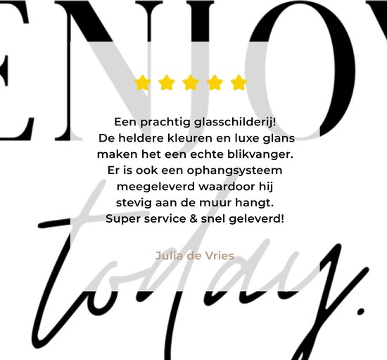 MuchoWow® Peinture sur verre 90x60 cm - Peinture sur verre acrylique - Texte - Enjoy de la journée - Citations - Zwart et blanc - Photo sur verre - Peintures