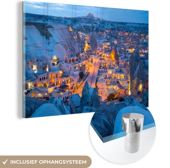 MuchoWow® Glasschilderij 120x80 cm - Schilderij acrylglas - Steden - Turkije - Cappadocië - Foto op glas - Schilderijen