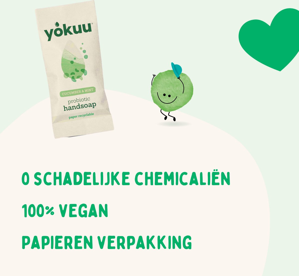Goedkoopste YOKUU Probiotische Vegan Handzeep – Komkommer & Munt – Navulling met 3 Parels – Schuimende Waterloze Zeep