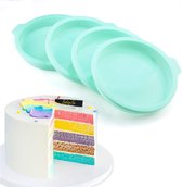 Set van 4 siliconen cakevormen taartbodem bakvorm rond antiaanbaklaag bakvormen pan 6 inch groen