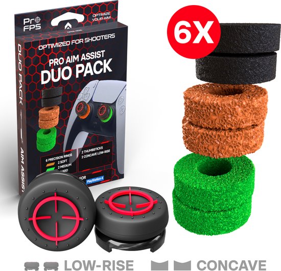 ProFPS Duo Pack geschikt voor PlayStation 4 (PS4) & PlayStation 5 (PS5) Controller - Precision Rings + Thumbsticks Concave - eSports Gaming Accessoires