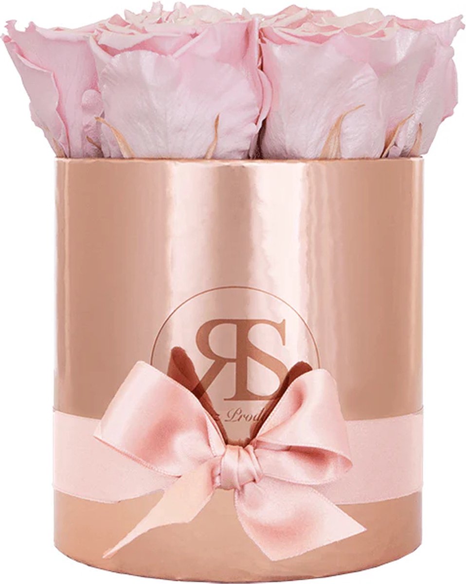 Flowerbox longlife Zara metallic roze - Rosuz - 3 jaar houdbare échte rozen - Geen verzorging nodig! - Luxe cadeau voor haar - Blijvende Herinnering voor Speciale Gelegenheden – Cadeau voor Haar, Valentijn, Jubilea, Beterschap of Bedankjes