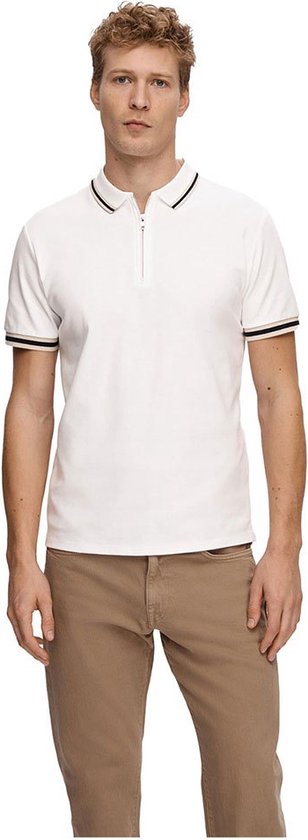 Selected Slim-toulouse Detail Polo Met Korte Mouwen Beige L Man