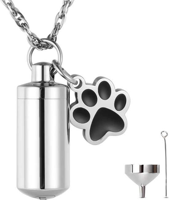 Luxe Ashanger voor Honden - met Ketting (55 cm) - Voor As, Haren of Parfum - Assieraad - As Ketting - Gedenksieraad - Urn - As Hanger - Incl. As vuller en Opbergzakje - Lovely Dog