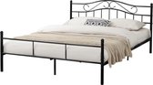 In And OutdoorMatch Metalen bed Lilian - Twijfelaar - incl. Bedbodem - 160x200 - Zwart - Modern design