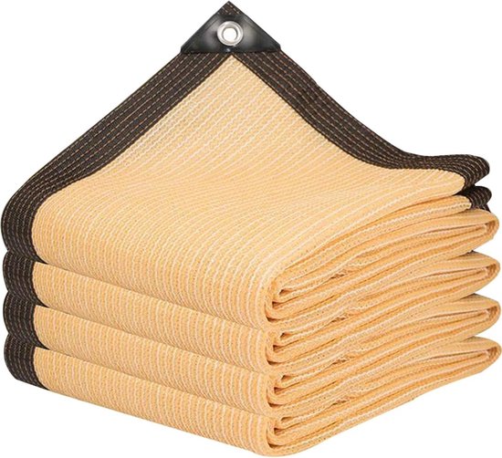 Waterdichte Scheurbestendige Schaduwnet 240 x 440 cm Windbescherming Uv-Bescherming Rechthoekig Schaduwdoek met Oogjes Voor Tuin, Terras, Buiten, Zand geel