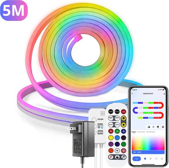 Livano LED Strip - 5 Meter - RGB - Muziek Sync - Strip Tape - 84 Leds - Siliconen - Neon LED