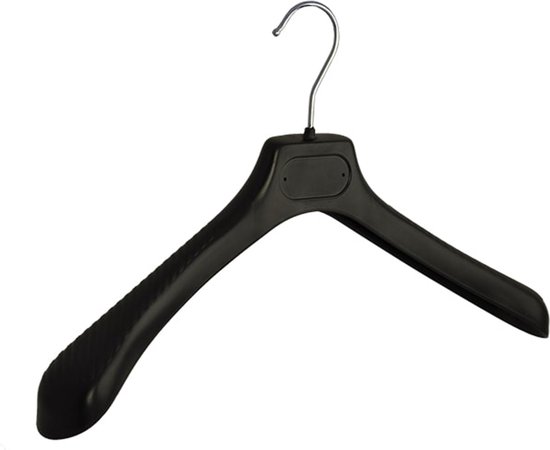 De Kledinghanger Gigant - 30 X Mantelhanger / Kostuumhanger Kunststof Zwart Met Schouderverbreding 39 Cm