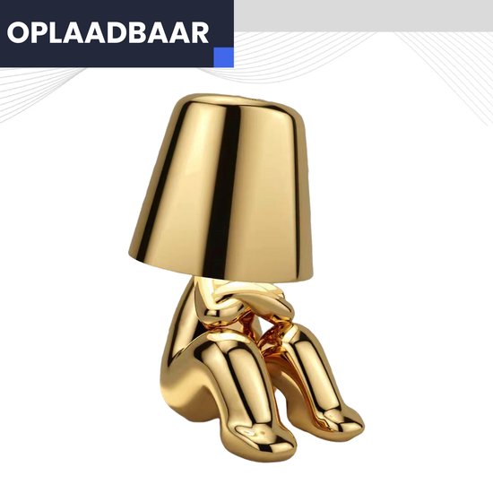 Golden Boy Tafellamp Oplaadbaar - Tafellamp - Bureaulamp Oplaadbaar - Nachtlampje - Man