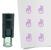 CombiCraft Stempel Victory hand / peace 10mm rond - Paarse inkt