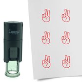 CombiCraft Stempel Victory hand / peace 10mm rond - Rode inkt