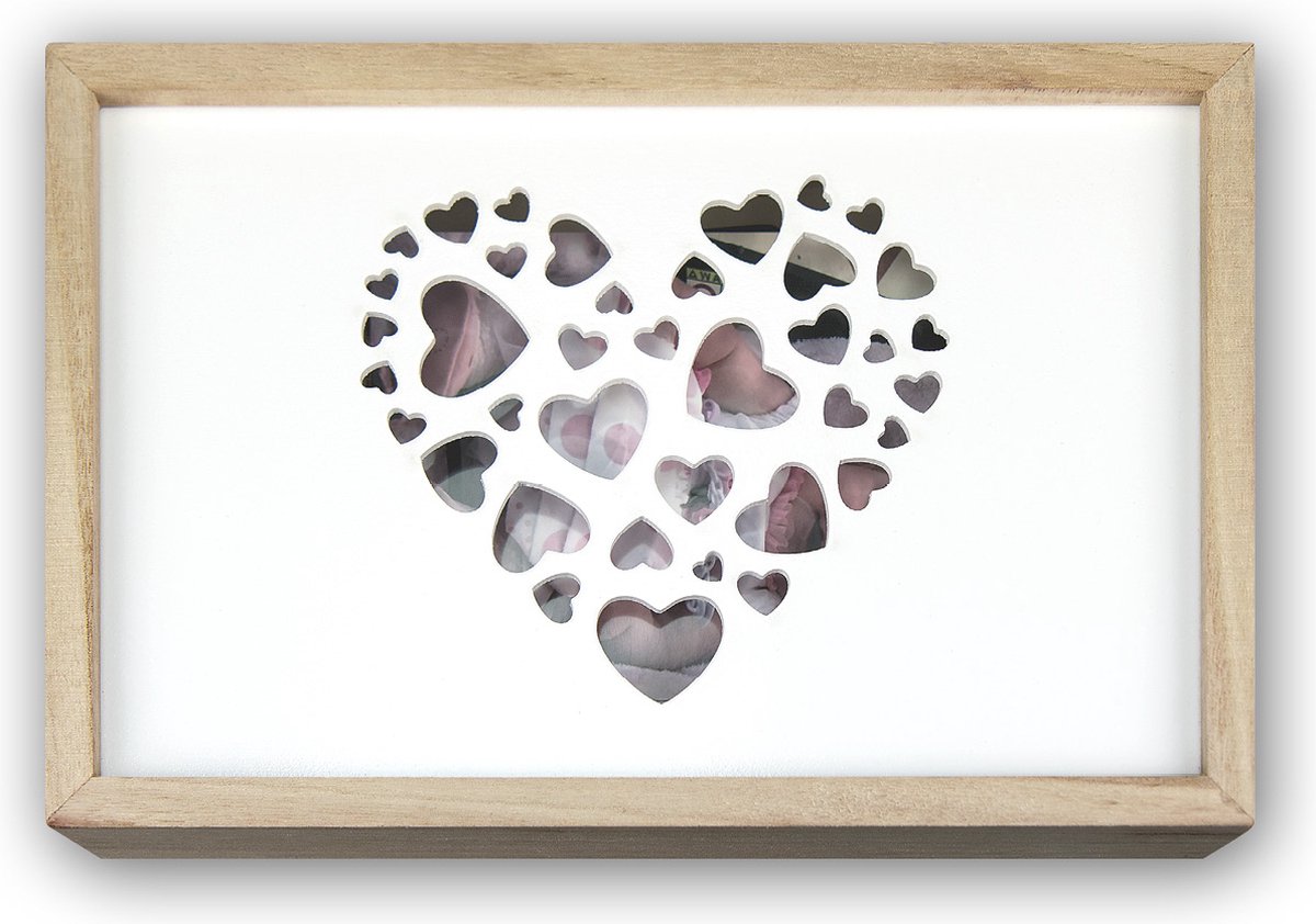 Zep Houten Foto opbergdoosje USB Love Box Bruin / Wit voor foto 15x20 (28,5x18,5x5,5 cm) - CZ1268 Wood colour