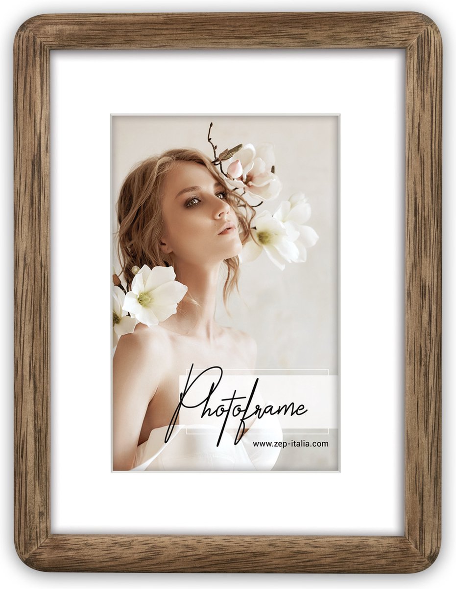 Zep Houten Fotolijst Gressan Bruin met Passe-Partout voor foto 13x18 / 18x24 - BC18P