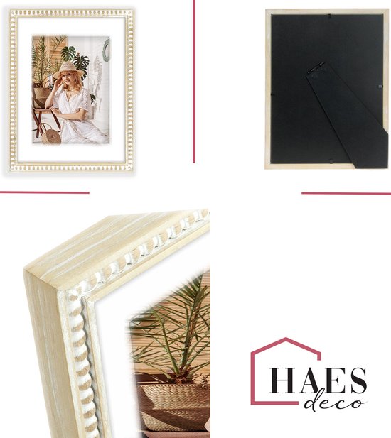HAES DECO - Cadre Photo Bois Tignes Marron / Wit avec Passe-Partout pour photo 13x18 / 18x24 - UT7218HS