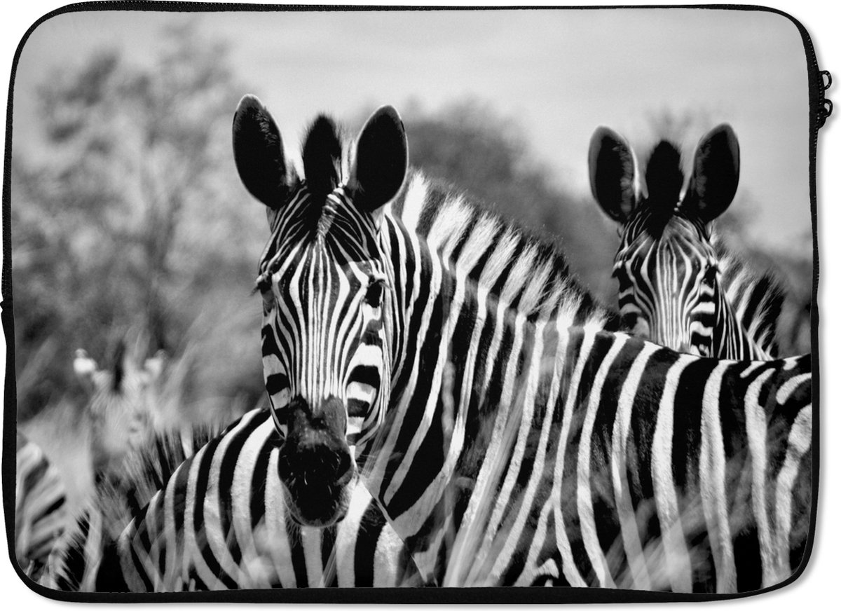 Laptophoes - Laptop - Dieren - Zebra - Zwart - Wit - Safari - Laptop sleeve - 14 Inch