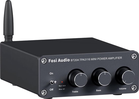 NÖRDIC Fosi Audio BT20A Audio Bluetooth 5.0 Versterker - 2x 100W - RCA - Smartphone, PC, Tablet - Hifi - Zwart