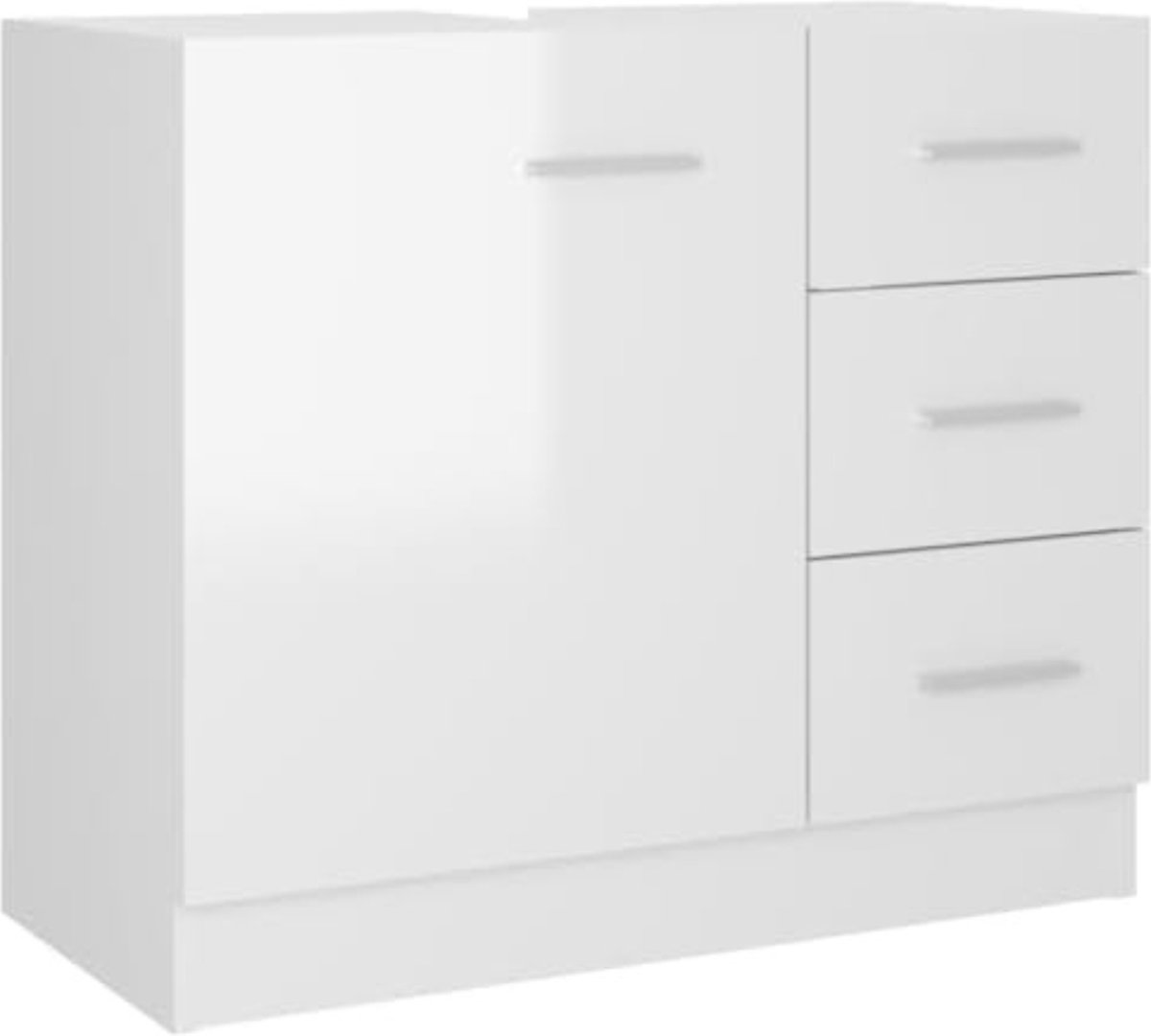 Gratyfied - Badkamer kastje onder wastafel - Wastafelonderkast met lades - ‎30 x 63 x 54 cm - 14,43 kg - Hoogglans Wit