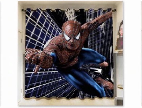 Gordijnen - Spiderman - kant en klaar - verduisterend - 132 x 100 cm ( 2 stuks van 66 cm )