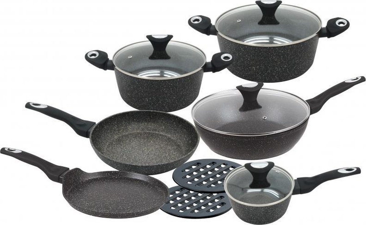 KLAUSBERG KB-7201 Luxe Pannenset 12-delig Keramische Marmeren coating