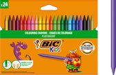 BIC Kids 24 Plastidecor waskrijtjes - diverse kleuren - 24 stuks