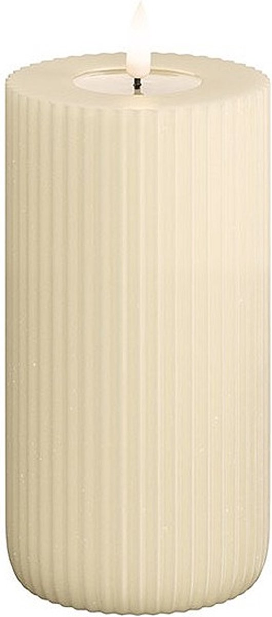 Deluxe Homeart Led Kaars Solid Stripe Cream 7,5 x 15 cm Creme